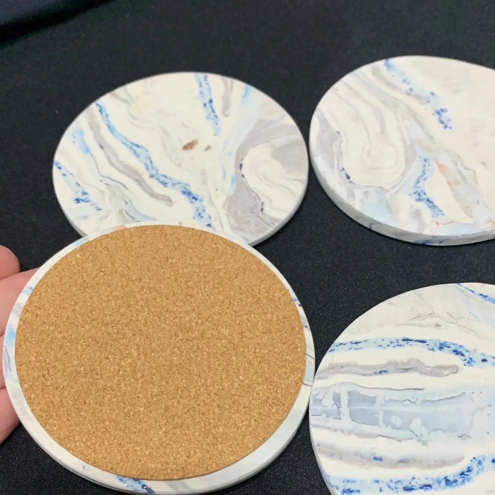 Clay Marble Design Patterned Coasters Set